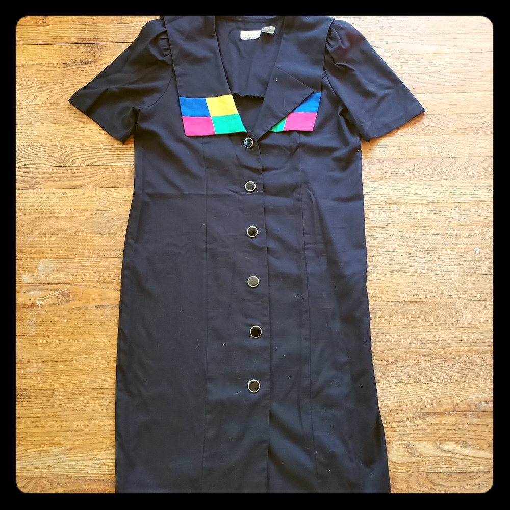 Vintage 80s Colorblock retro hip collar 1x dress plus size vintage 16W dress XXL